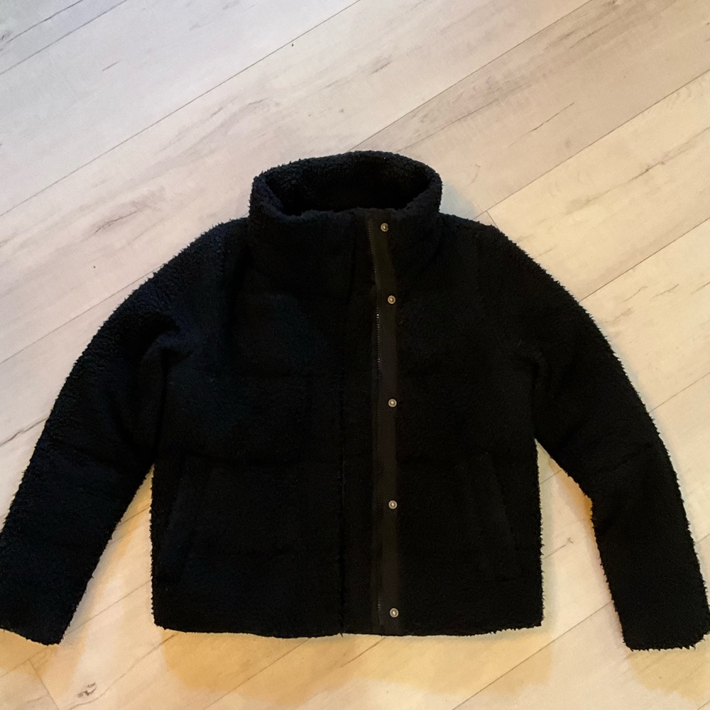 Abercrombie & Fitch Black Sherpa Bomber Coat